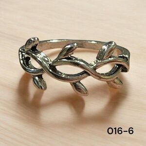 Womens Ring Size 6 Band Silver Metal Boho Nature Vines Trees Jewelry 016-6